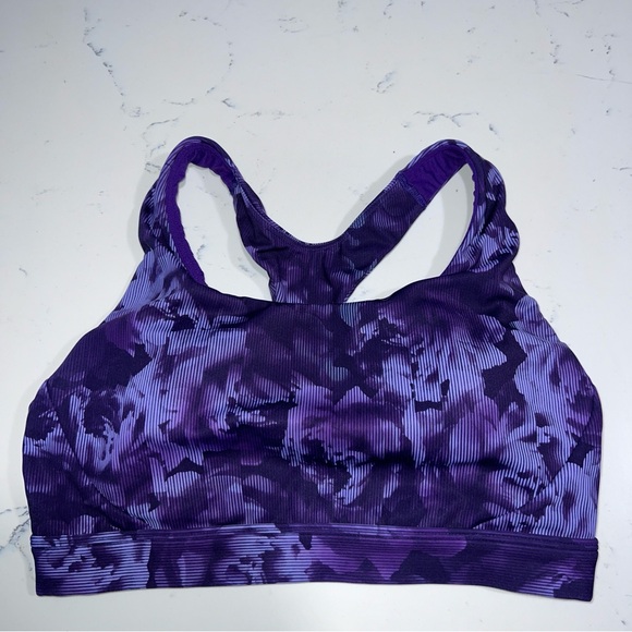 Athleta Other - Athleta Ultimate Bra Spliced Floral Basalt Violet Sports Bra A-C